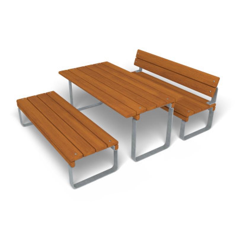 HAGS Rosenlund Seating Group Bench-Table Combination Hardwood Standard (Color: Galvanized | Hardwood) (8114309)