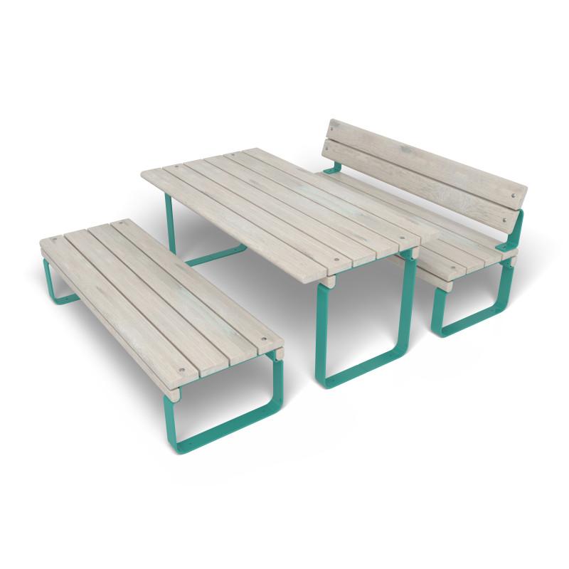HAGS Rosenlund Seating Group Bench-Table Combination Standard (Color: Green/Cream White) (8114304)