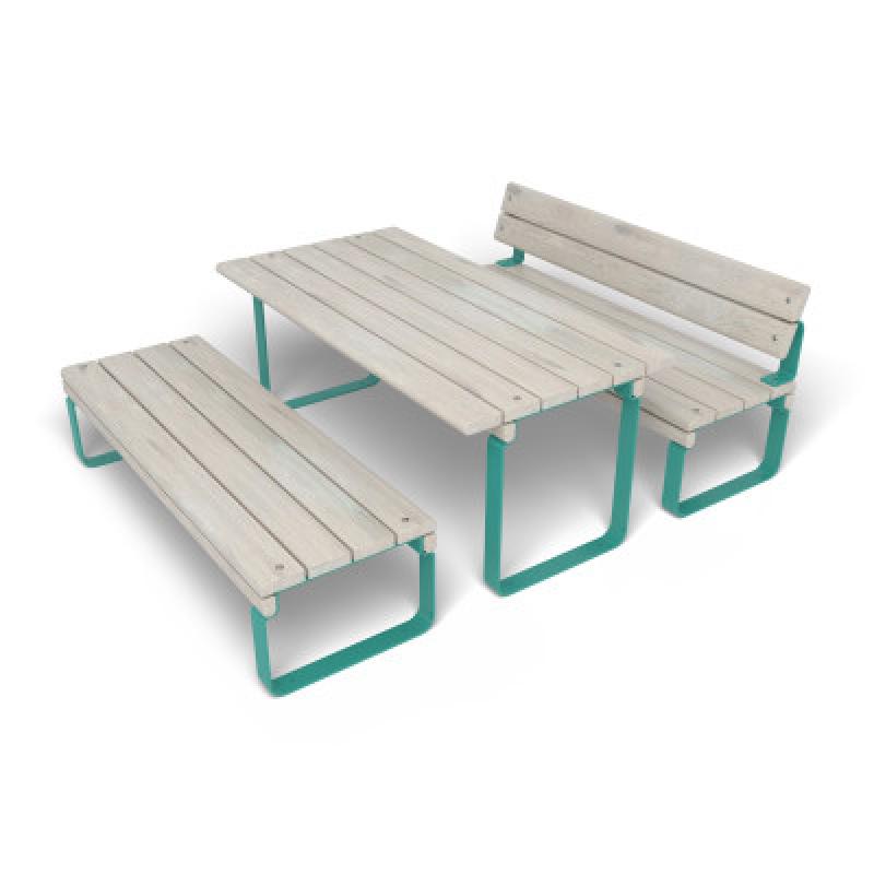 HAGS Rosenlund Seating Group Bench-Table Combination Standard (Color: Green/Cream White) (8114304)