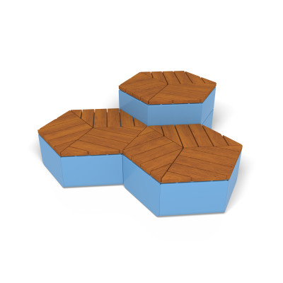 HAGS Rosenlund Seating Group Hexagon Combination 2 Hardwood Standard (Colour: Blue)