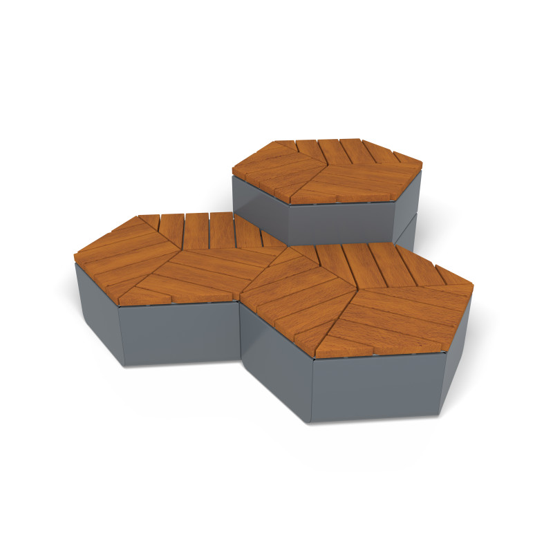 HAGS Rosenlund Seating Group Hexagon Combination 2 Hardwood Standard (Colour: Grey)