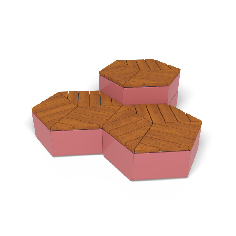 HAGS Rosenlund Seating Group Hexagon Combination 2 Hardwood Standard (Colour: Red)