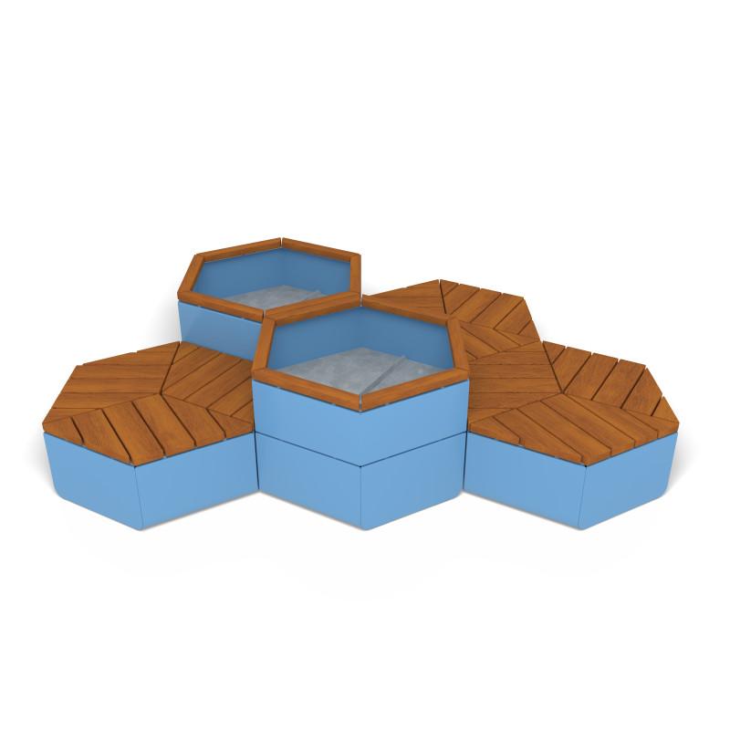 HAGS Rosenlund Hexagon Seating Group Combination 3 Hardwood Standard Front view