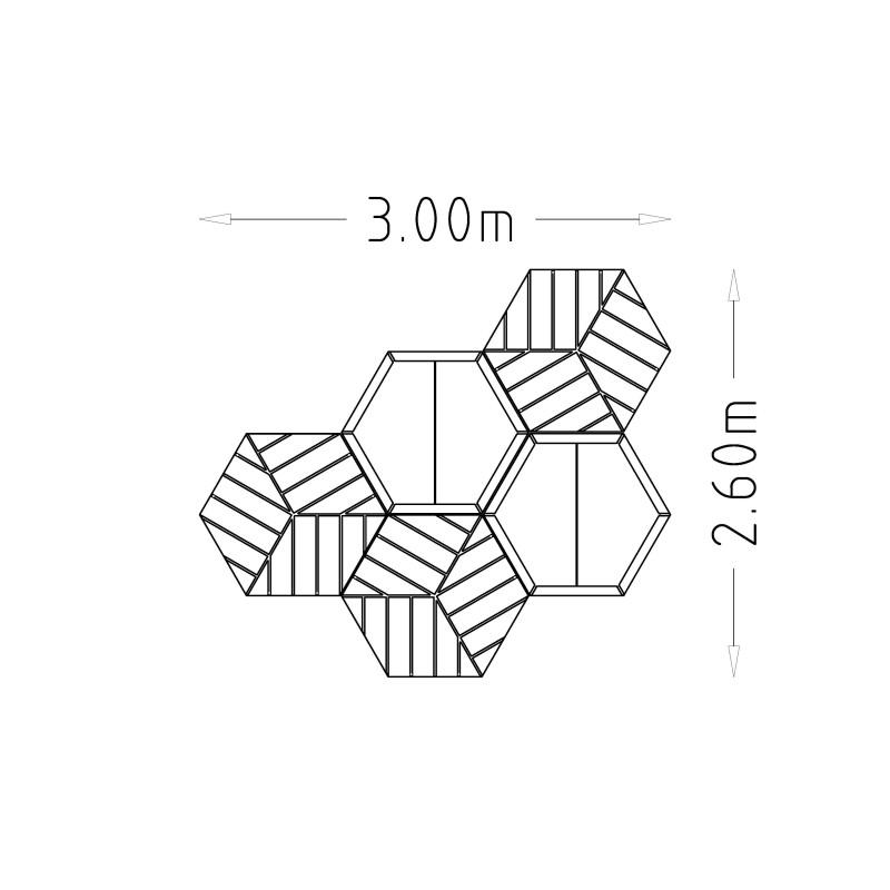 HAGS Rosenlund Hexagon Seating Group Combination 3 Hardwood Standard (Color: Grey/FSC-certified Hardwood) (8114283)
