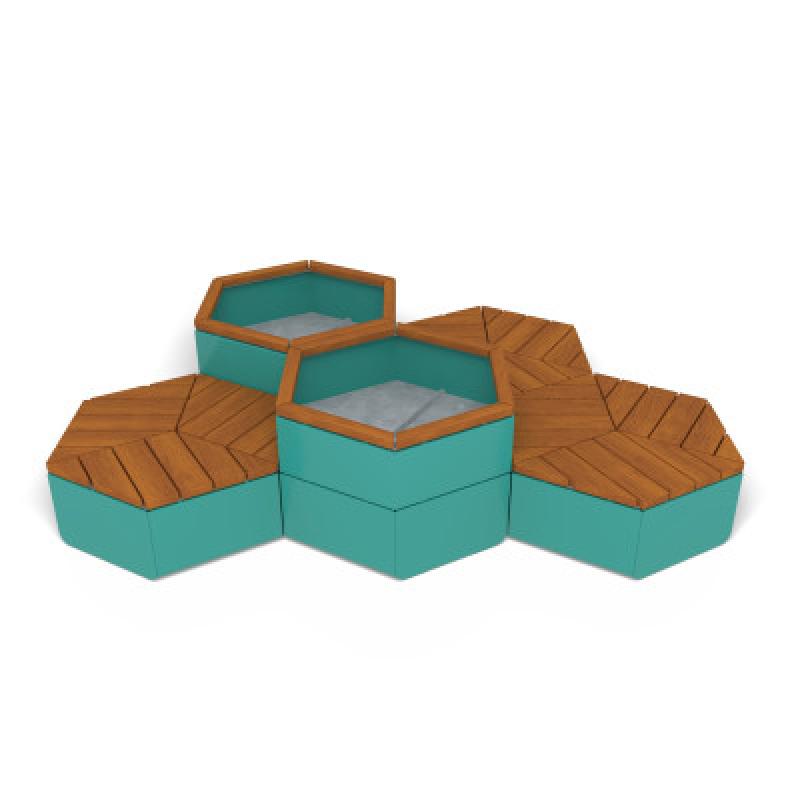 HAGS Rosenlund Hexagon Seating Group Combination 3 Hardwood Standard (Color: Green/FSC-certified Hardwood) (8114284)