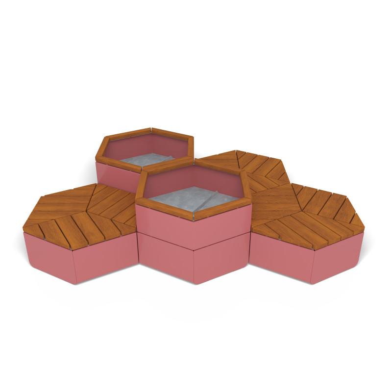 HAGS Rosenlund Hexagon Seating Group Combination 3 Hardwood Standard (Color: Red/FSC-certified Hardwood) (8114291)