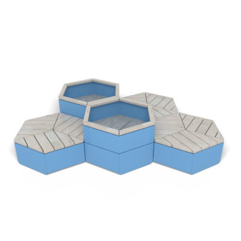 HAGS Rosenlund Hexagon Seating Group Combination 3 Standard (Color: Blue) (8114236)