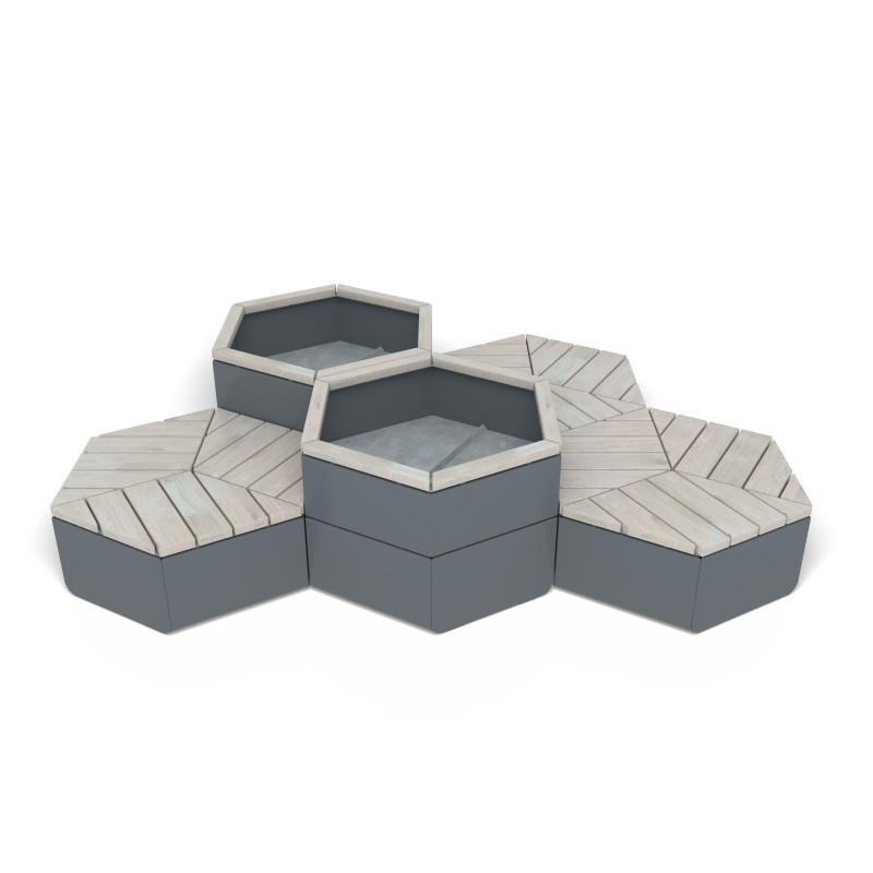 HAGS Rosenlund Hexagon Seating Group Combination 3 Standard (Color: Dark Grey) (8114245)