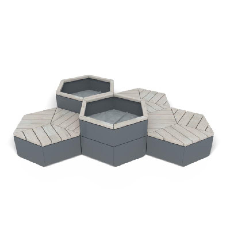 HAGS Rosenlund Hexagon Seating Group Combination 3 Standard (Color: Dark Grey) (8114245)