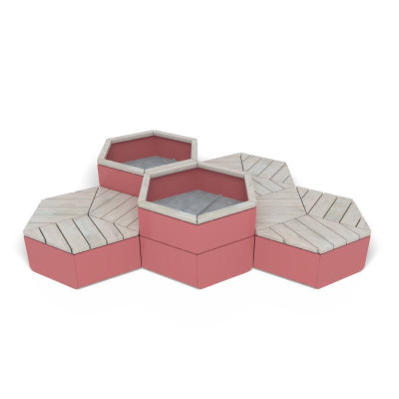HAGS Rosenlund Hexagon Seating Group Combination 3 Standard (Color: Red) (8114254)