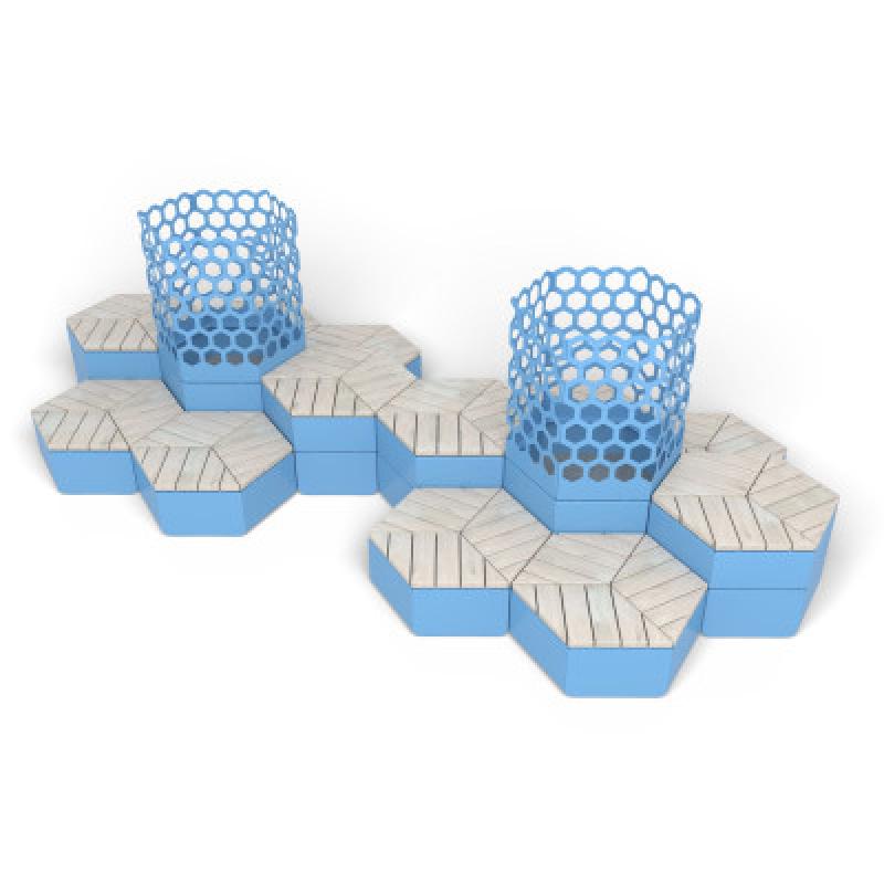HAGS Rosenlund Hexagon Seating Group Combination 4 Standard (Color: Blue) (8114329)
