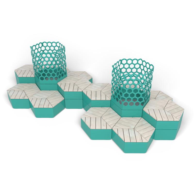 HAGS Rosenlund Hexagon Seating Group Combination 4 Standard (Color: Green/Cream White) (8114331)