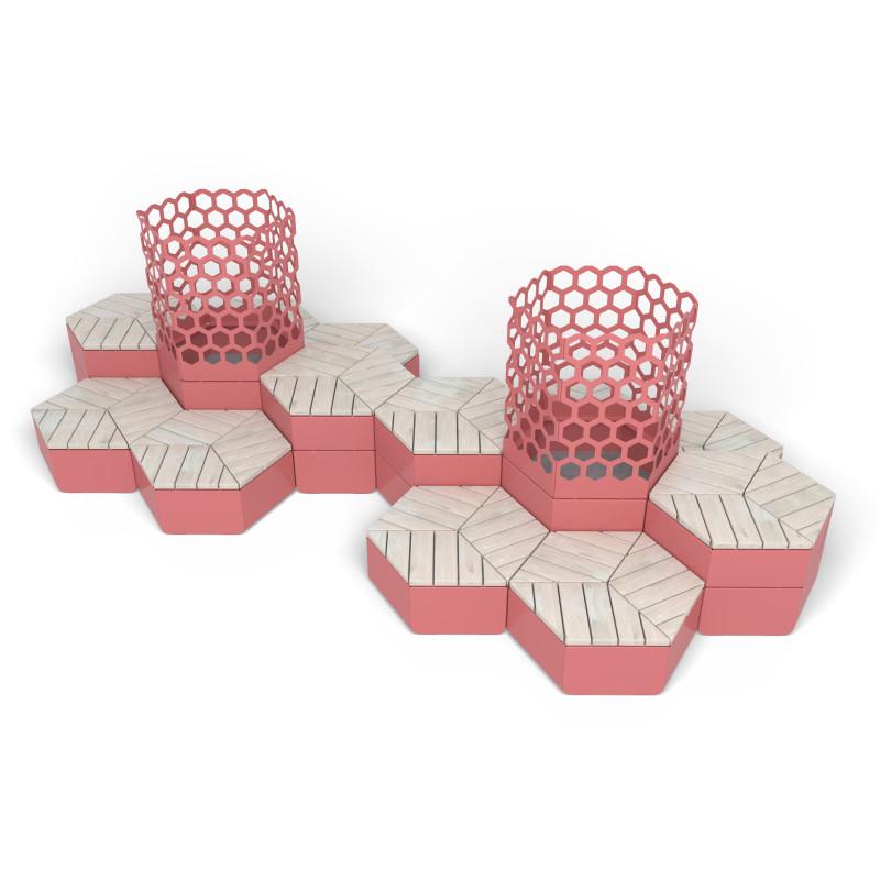 HAGS Rosenlund Hexagon Seating Group Combination 4 Standard (Color: Red) (8114332)