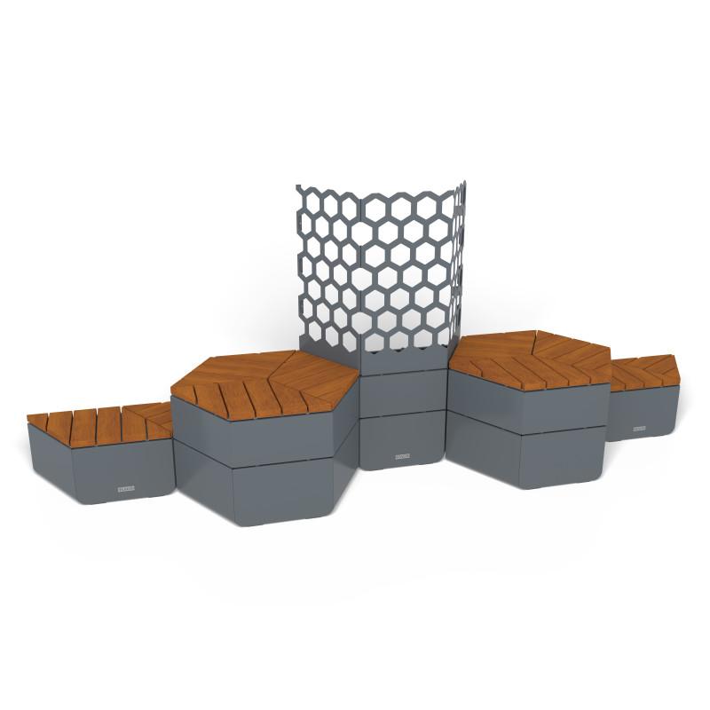 HAGS Rosenlund Hexagon Wall Combination Hardwood Standard (Color: Grey/FSC-certified Hardwood) (8114242)