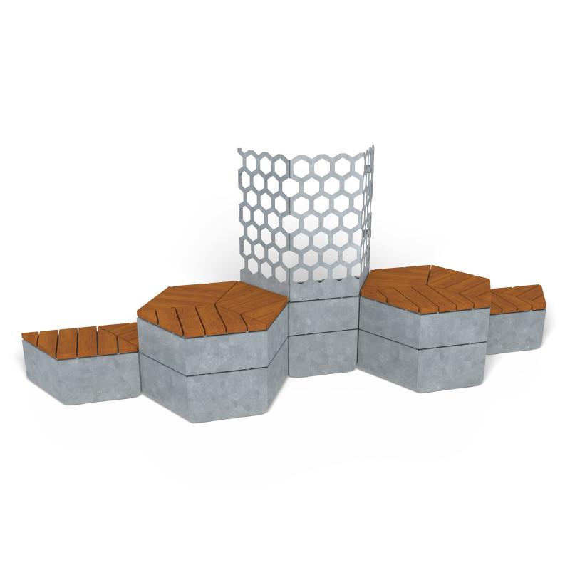 HAGS Rosenlund Hexagon Wall Combination Hardwood Standard (Color: Galvanized/FSC-certified Hardwood) (8114252)