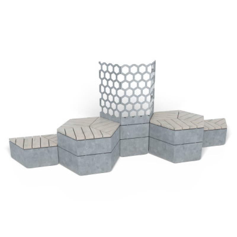 HAGS Rosenlund Hexagon Wall Combination Standard (Color: Galvanized) (8114238)