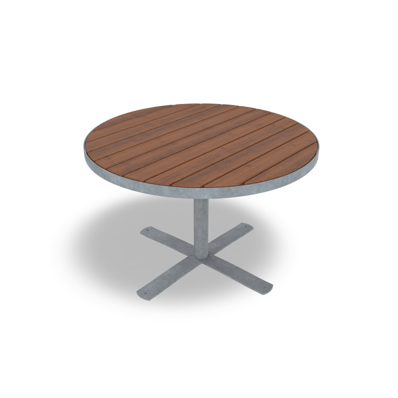 HAGS Round Table Hardwood Standard - Freestanding (Colour: Brown/Galvanized) Front view