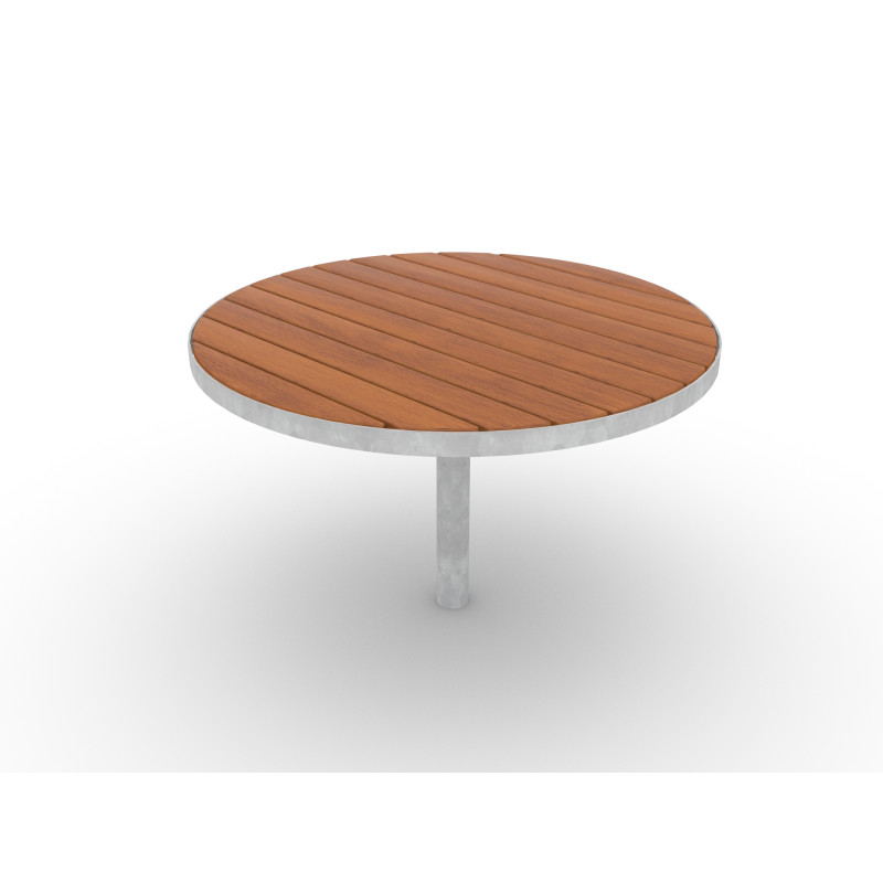 HAGS Round Table Hardwood Standard - For Concreting (Colour: Brown/Galvanized)