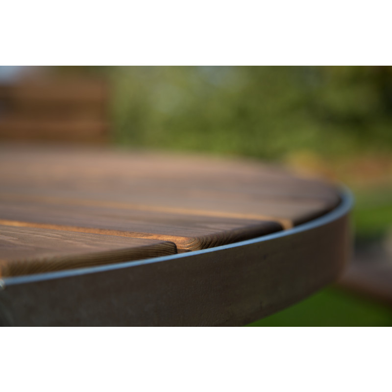 HAGS Round Table Hardwood Standard - For Concreting (Colour: Brown/Galvanized)