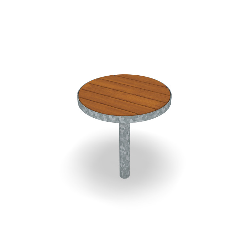 HAGS Round Table Hardwood Standard - For Concreting (Colour: Galvanized) Front view