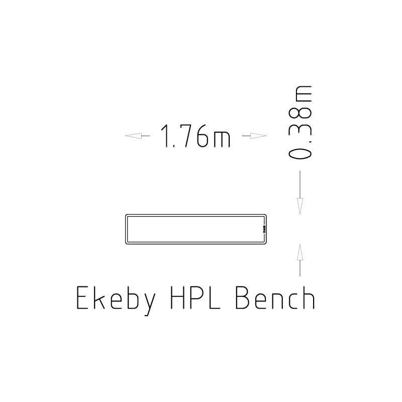 HAGS Ekeby HPL Standard Bench for Setting in Concrete (Color: Grey/Black) (8101176)