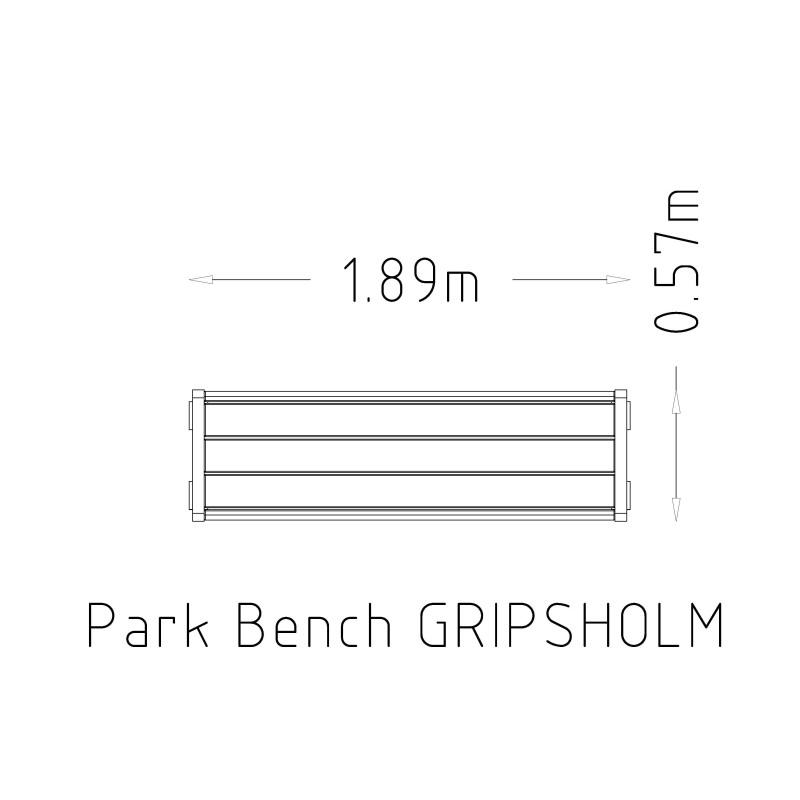 HAGS Gripsholm Standard Bench (Color: Dark Brown/Black) (8037162)