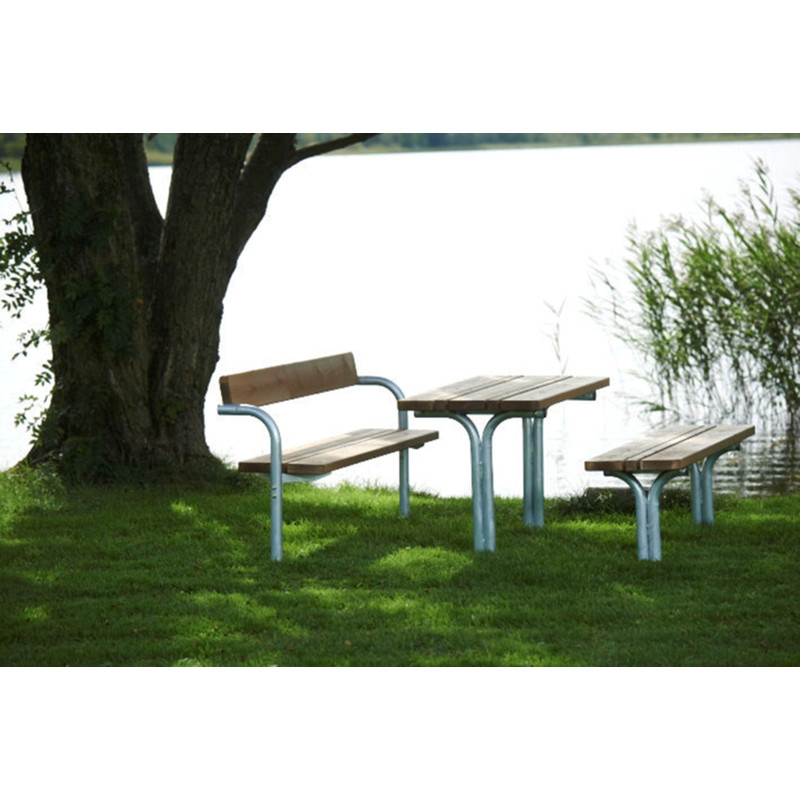 HAGS Rörkröken Standard bench - for setting in concrete (color: dark brown/galvanized)