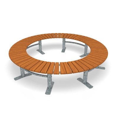 HAGS Sofiero Bench, 360° Curved, Hardwood Standard - Freestanding (Colour: Galvanized)