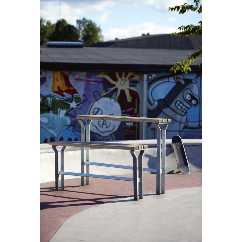HAGS Zeta Standard bar table - for setting in concrete (color: silver-gray/galvanized)