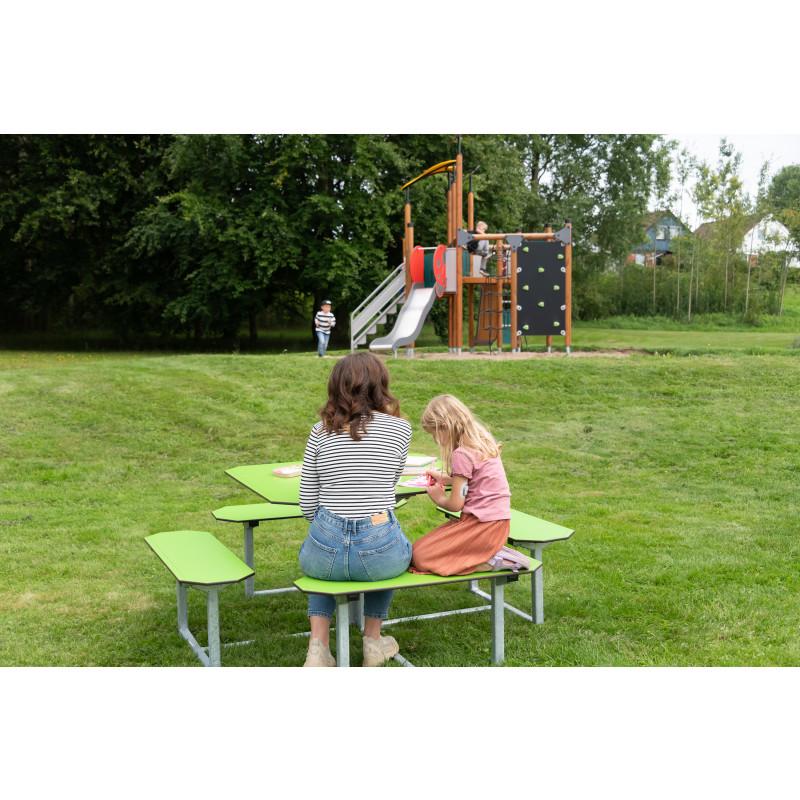 HAGS table Skagen picnic table HPL standard 4 sides / 8 places (color: green/galvanized) (8100861)