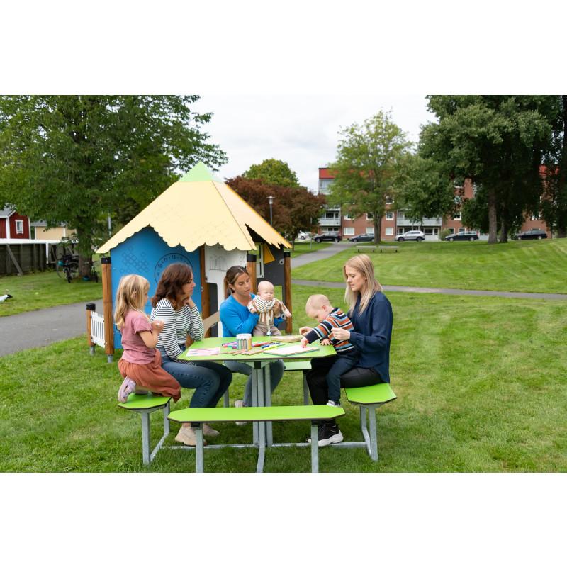 HAGS table Skagen picnic table HPL standard 4 sides / 8 places (color: green/galvanized) (8100861)