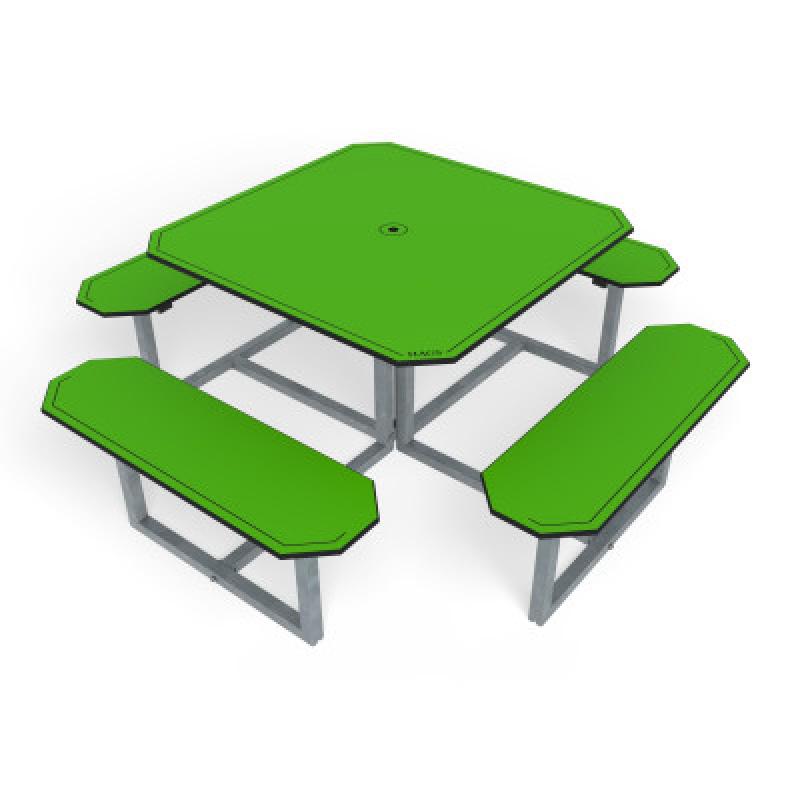 HAGS table Skagen picnic table HPL standard 4 sides / 8 places (color: green/galvanized) (8100861)